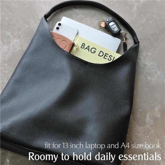 HOXIS Hobo Bags for Women Soft Vegan Leather Shoulder Handbag Slouchy Tote - Picture 5 of 7